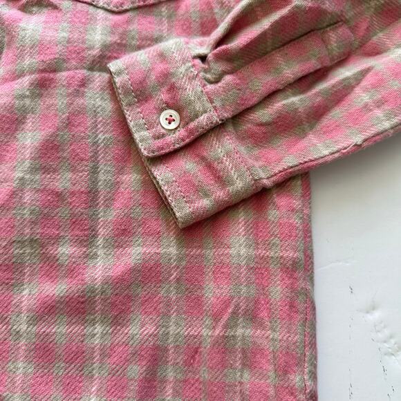Peek Girls Pink Plaid Flannel Henley Pullover - Size 6/7 - Picture 2 of 4